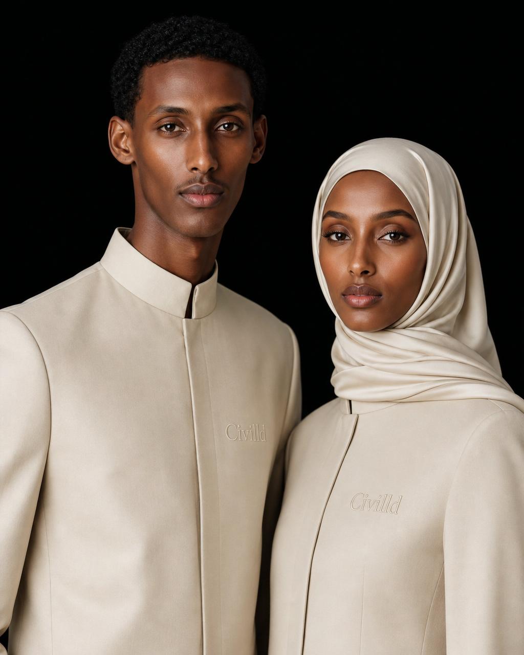 Civilld field operatives in cream tonal uniforms with embroidered Civilld wordmark